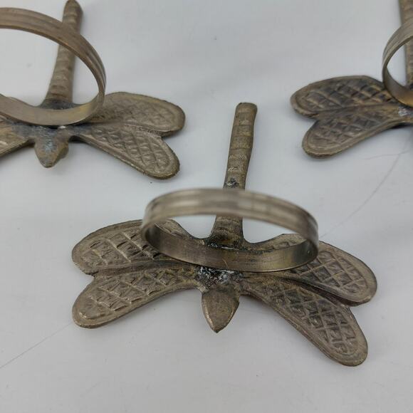 Dragonfly Napkin Rings Pewter? Silver Tone Garden Set of 8 - Picture 8 of 8